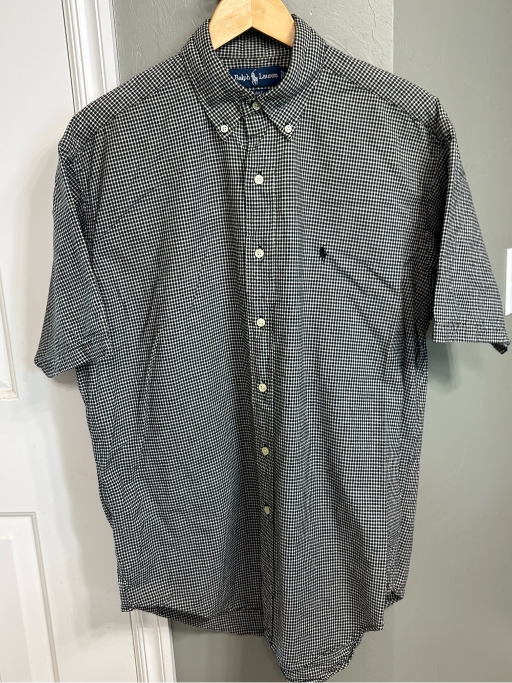 Ralph Lauren Black and White Gingham Short Sleeve Button-Down Shirt